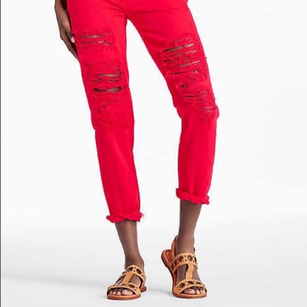 LUCKY BRAND "Sienna Slim Boyfriend" Red Denim (29)